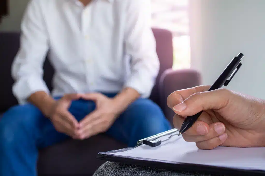 paziente ad una seduta di psicoterapia